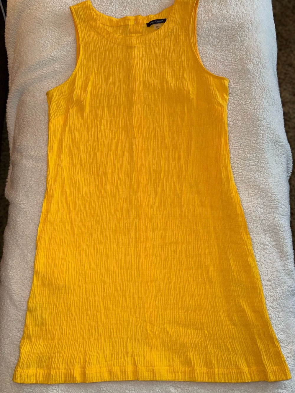 Tommy Hilfiger Yellow Crinkle Sleeveless Shift Dress Size 10